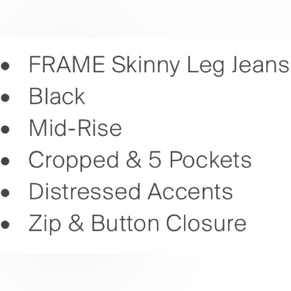Frame, black skinny leg distressed jeans, size 28, EUC - Picture 4 of 4
